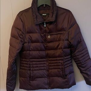 DKNY Quilted Puffer Jacket in Plum